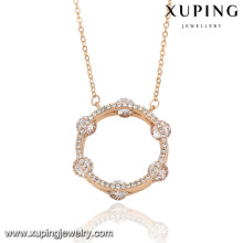 43011 xuping jewellry 2016 moda rosa colar de cor de ouro com pingente de círculo